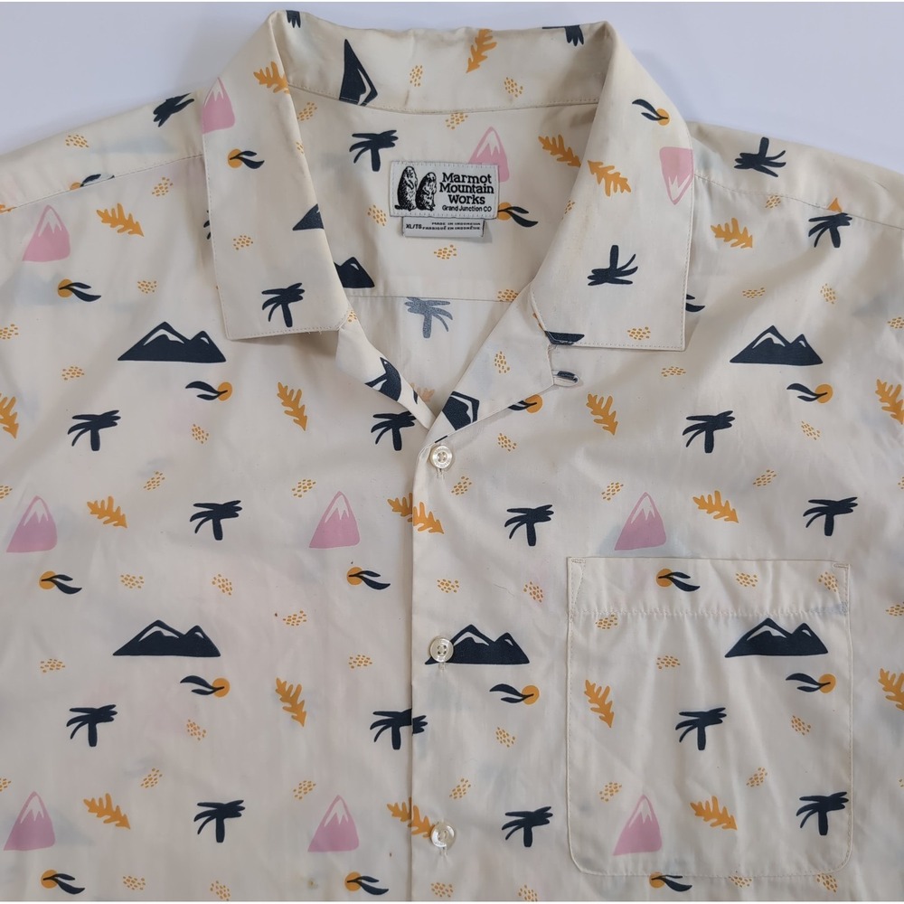 Marmot Mountain Works Shirt‎ Mens XL Muir Camp Papyrus Pop Nature Ripstop SS